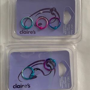 5 18g SS piercings hoops with balls